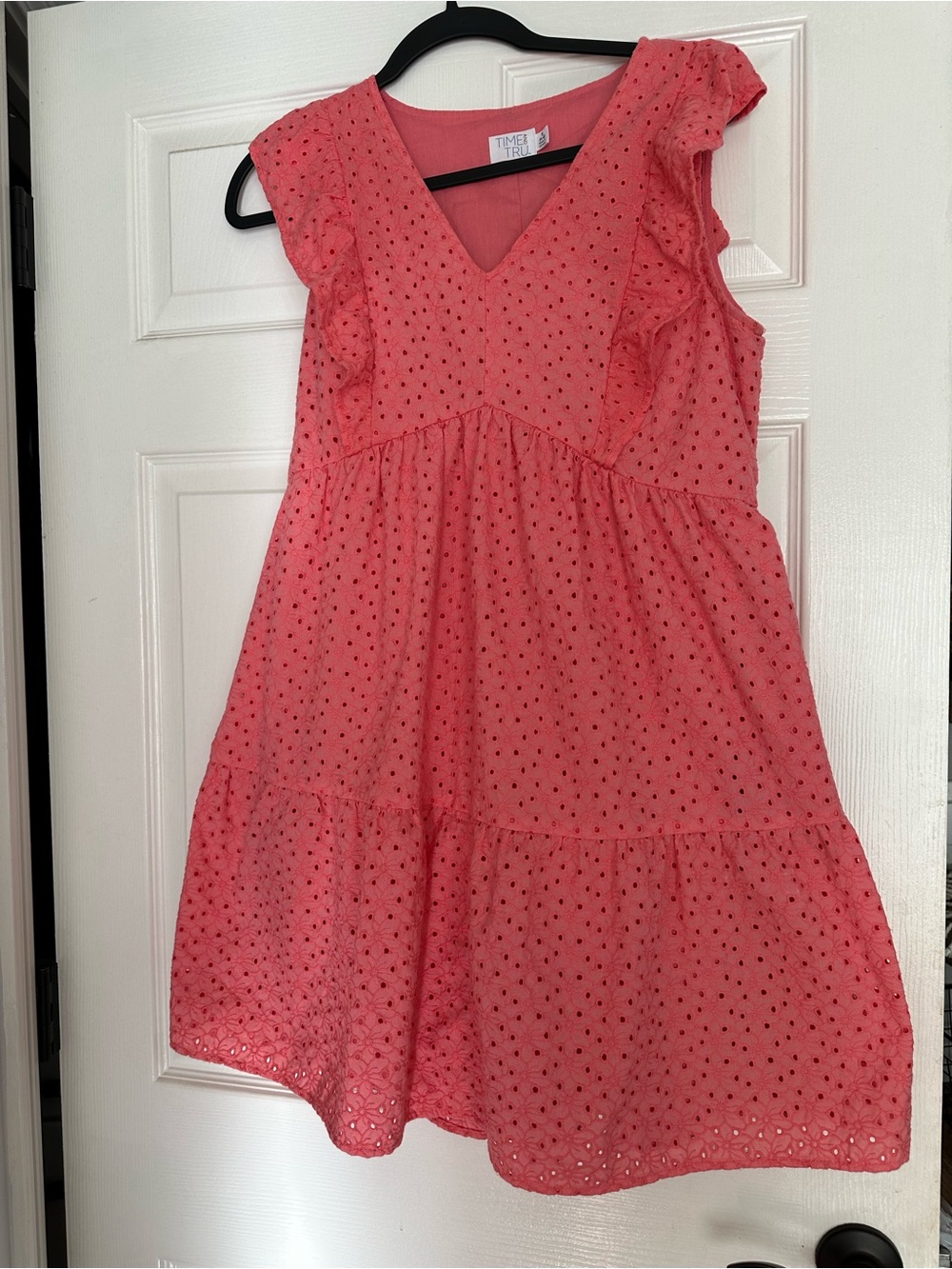 Time and Tru Women’s Coral Eyelet Tiered Dress